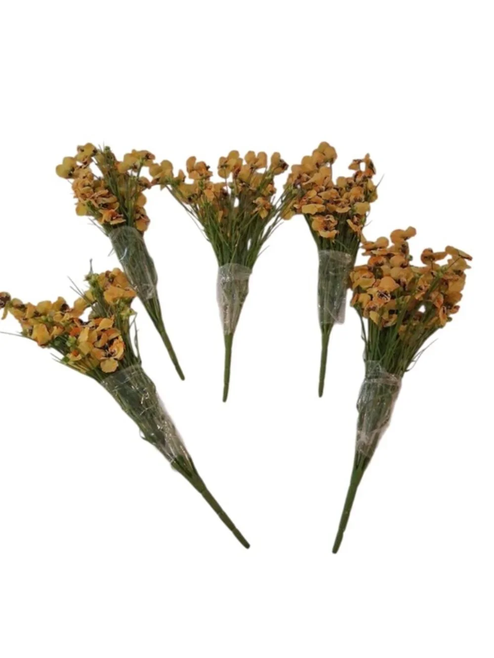 5 Bouquet Bundle Yellow Pansies Faux 24